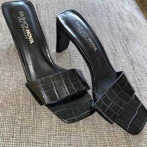 Slide on slipper heels